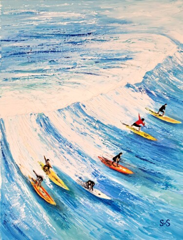 Painting titled "Waves." by Svetlana Samsonova, Original Artwork, Oil