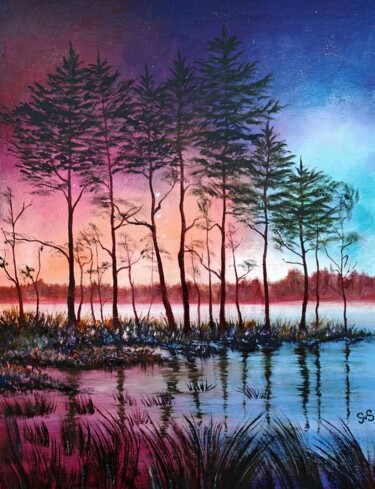 Malerei mit dem Titel "Crimson Dawn." von Svetlana Samsonova, Original-Kunstwerk, Öl