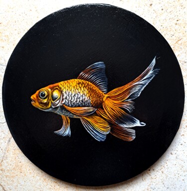 Malerei mit dem Titel "Gold fish." von Svetlana Samsonova, Original-Kunstwerk, Öl