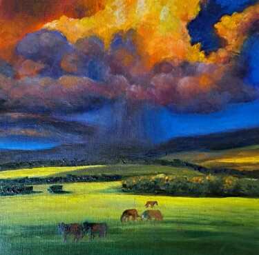 Painting titled "Thunderstorm." by Svetlana Samsonova, Original Artwork, Oil