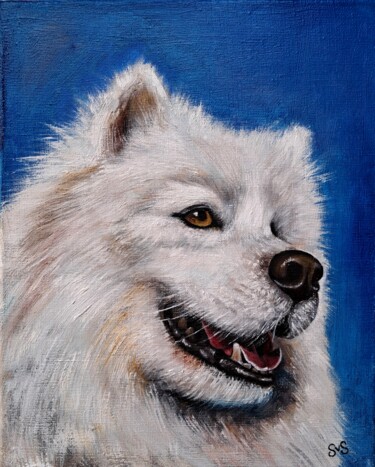 Pintura intitulada "A portrait of a dog…" por Svetlana Samsonova, Obras de arte originais, Óleo