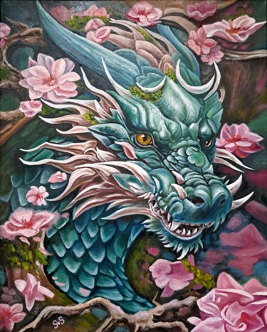 Schilderij getiteld "Dragon." door Svetlana Samsonova, Origineel Kunstwerk, Olie