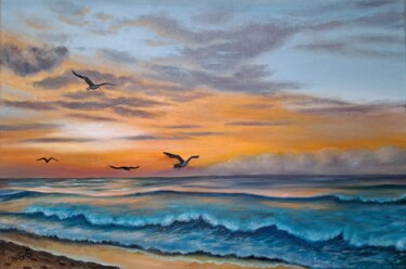 Pittura intitolato "Seascape." da Svetlana Samsonova, Opera d'arte originale, Olio