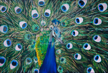 Peinture intitulée "Peacock" par Svetlana Saratova, Œuvre d'art originale, Acrylique