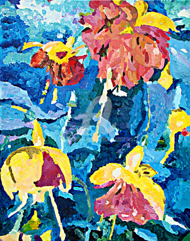 Peinture intitulée "Flowers" par Svetlana Saratova, Œuvre d'art originale, Acrylique