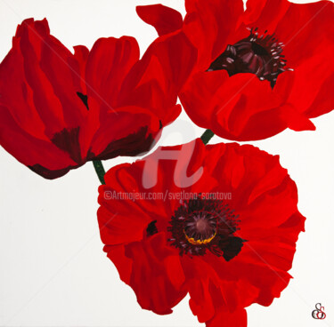 绘画 标题为“Red poppies” 由Svetlana Saratova, 原创艺术品, 丙烯