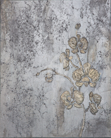 Peinture intitulée "Silver orchid" par Svetlana Saratova, Œuvre d'art originale, Acrylique