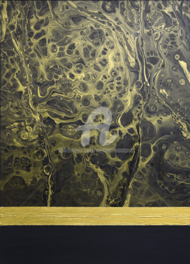 Painting titled "Black gold abstract…" by Svetlana Saratova, Original Artwork, Acrylic