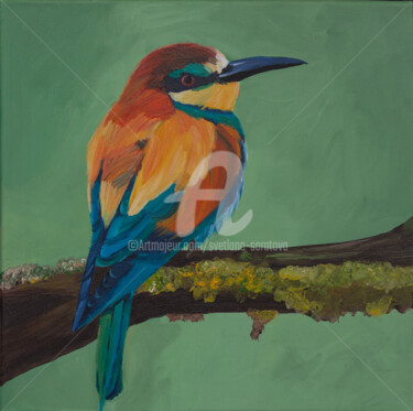 Painting titled "Colored bird" by Svetlana Saratova, Original Artwork, Acrylic