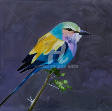Painting titled "Beautiful bird on a…" by Svetlana Saratova, Original Artwork, Acrylic