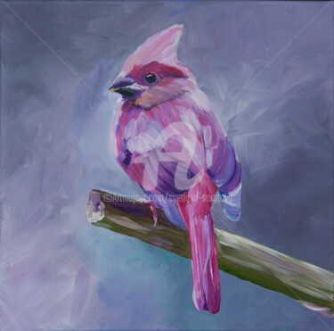 Peinture intitulée "Pink, delicate bird" par Svetlana Saratova, Œuvre d'art originale, Acrylique