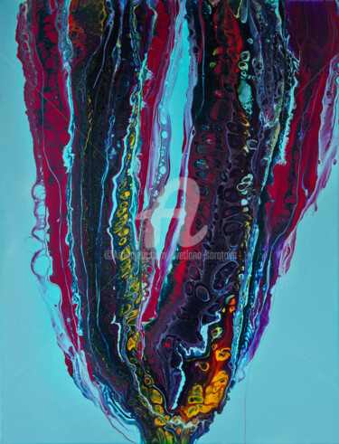 Schilderij getiteld "Colored loop on tur…" door Svetlana Saratova, Origineel Kunstwerk, Acryl