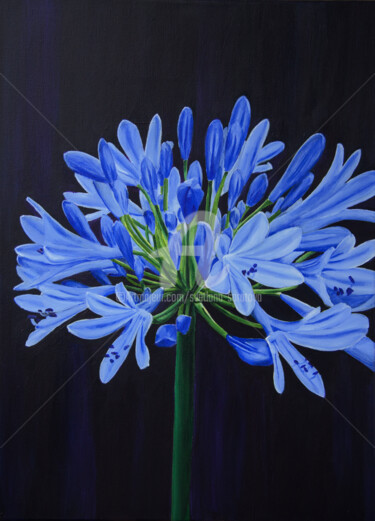 Картина под названием "Blossoming blue flo…" - Svetlana Saratova, Подлинное произведение искусства, Акрил