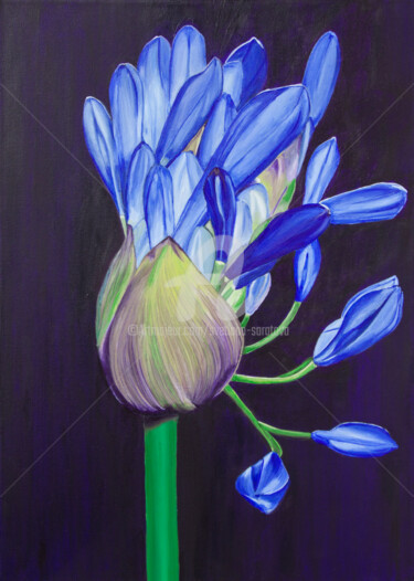 Malerei mit dem Titel "Agopanthus flower" von Svetlana Saratova, Original-Kunstwerk, Acryl