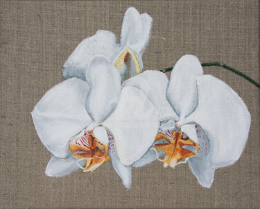 Картина под названием "White orchid" - Svetlana Saratova, Подлинное произведение искусства, Акрил