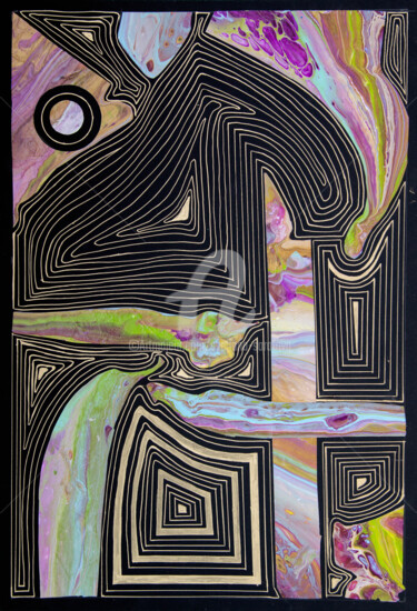 Коллажи под названием "Metamorphosis, gold…" - Svetlana Saratova, Подлинное произведение искусства, Маркер