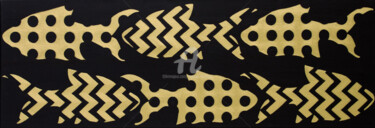Pittura intitolato "Goldfish on a black…" da Svetlana Saratova, Opera d'arte originale, Acrilico