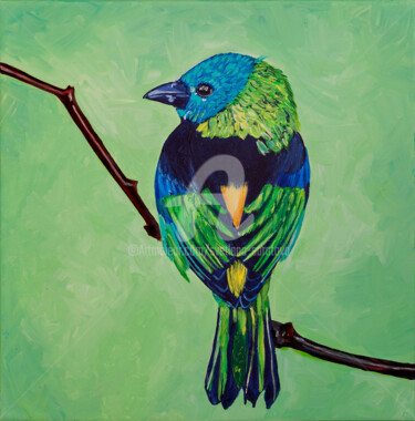 Pittura intitolato "Blue bird." da Svetlana Saratova, Opera d'arte originale, Acrilico