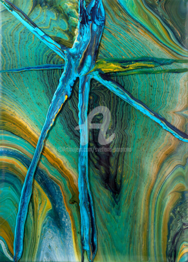 Painting titled "Starfish. Abstracti…" by Svetlana Saratova, Original Artwork, Acrylic
