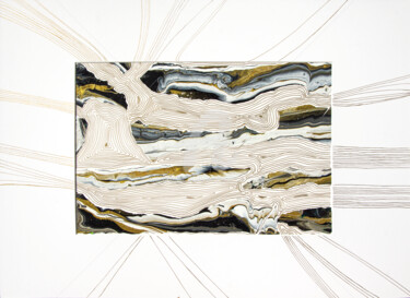 Картина под названием "Gold lines, abstrac…" - Svetlana Saratova, Подлинное произведение искусства, Коллажи
