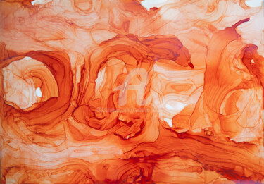 Peinture intitulée "Orange Wave. Abstra…" par Svetlana Saratova, Œuvre d'art originale, Encre