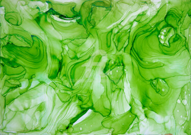 Peinture intitulée "Green Freshness. Ab…" par Svetlana Saratova, Œuvre d'art originale, Encre