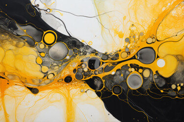 Peinture intitulée "Yellow-black abstra…" par Svetlana Saratova, Œuvre d'art originale, Acrylique