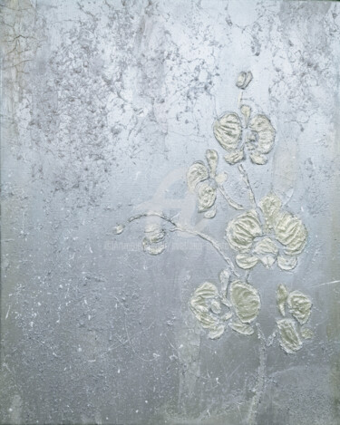 Malerei mit dem Titel "Orchidea in silver.…" von Svetlana Saratova, Original-Kunstwerk, Acryl