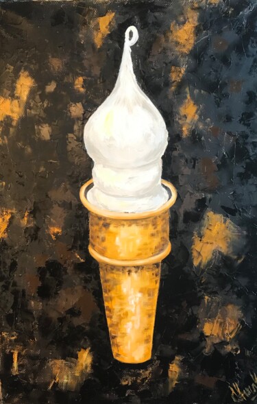 Painting titled "ICE CREAM | oil pai…" by Svetlana Shavrina, Original Artwork, Oil Mounted on Wood Stretcher frame