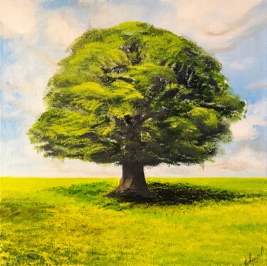Painting titled "OAK Tree  | oil pai…" by Svetlana Shavrina, Original Artwork, Oil Mounted on Wood Stretcher frame