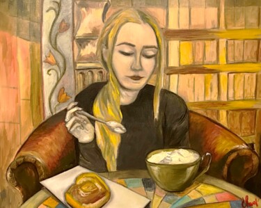 Painting titled "COFFEE TIME | oil p…" by Svetlana Shavrina, Original Artwork, Oil
