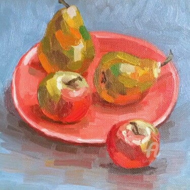Malerei mit dem Titel "Apple and pear pain…" von Svetlana Shcherilya, Original-Kunstwerk, Öl Auf Karton montiert