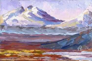 Painting titled "Lilac Mountains of…" by Svetlana Shcherilya, Original Artwork, Oil