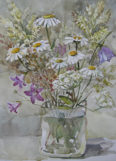 Картина под названием "Полевые цветы" - Светлана, Подлинное произведение искусства, Акварель