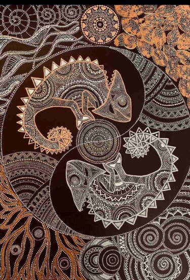 Ζωγραφική με τίτλο "Мандала Хамелеон" από Светлана Смолыч, Αυθεντικά έργα τέχνης, Ακρυλικό