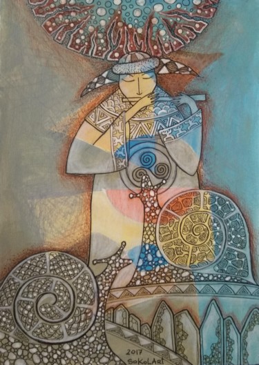 Gravures & estampes intitulée "The songs of shaman." par Svetlana Sokol, Œuvre d'art originale, Impression numérique