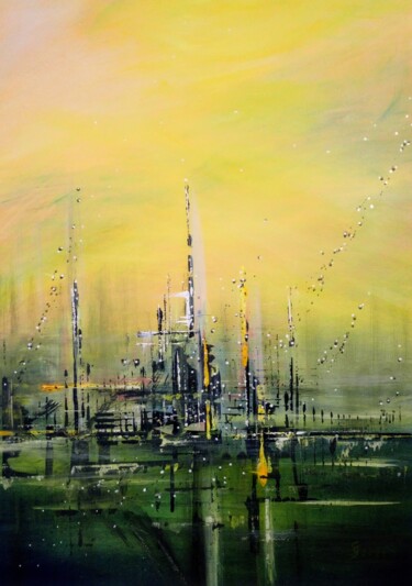 Painting titled "CITY 2777" by Svetlana Sokolova, Original Artwork, Acrylic