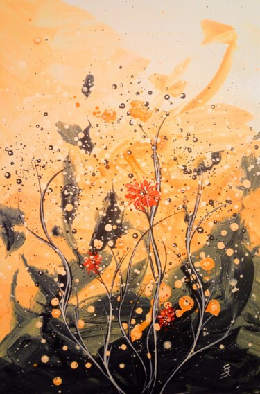 Schilderij getiteld "VOLCANIC FLOWER" door Svetlana Sokolova, Origineel Kunstwerk, Acryl
