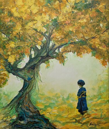 Painting titled "JAPANESE GIRL AND T…" by Svetlana Sokolova, Original Artwork, Oil