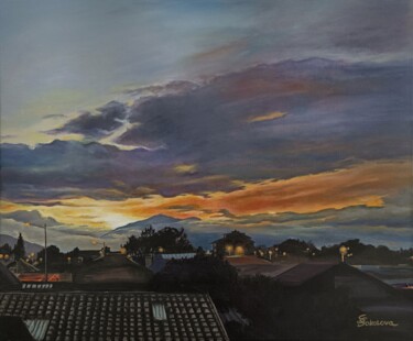 Peinture intitulée "SUNSET IN CUENCA" par Svetlana Sokolova, Œuvre d'art originale, Huile