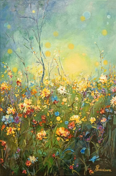 Malerei mit dem Titel "GLADE OF YELLOW FLO…" von Svetlana Sokolova, Original-Kunstwerk, Öl