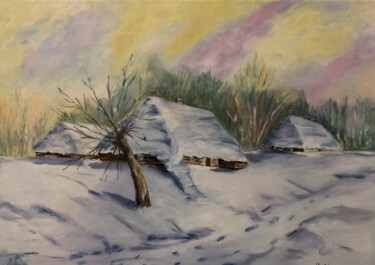 Картина под названием "Зимний пейзаж" - Svetlana Stovba, Подлинное произведение искусства, Масло