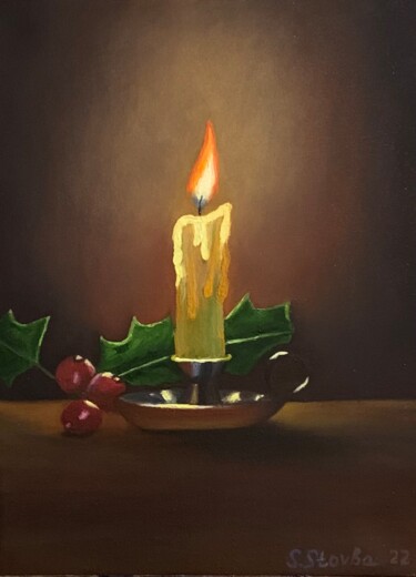 Painting titled "Candle flame" by Svetlana Stovba, Original Artwork, Oil