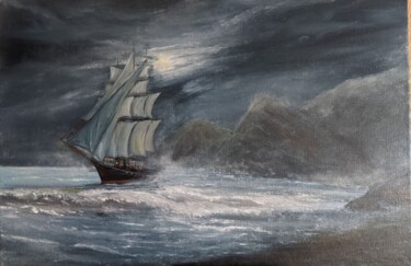 「К берегу」というタイトルの絵画 Svetlana Studenikinaによって, オリジナルのアートワーク, オイル ウッドストレッチャーフレームにマウント