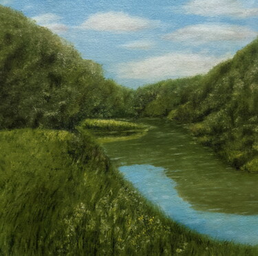 Картина под названием "Тихое лесное озеро" - Svetlana Studenikina, Подлинное произведение искусства, Масло Установлен на кар…