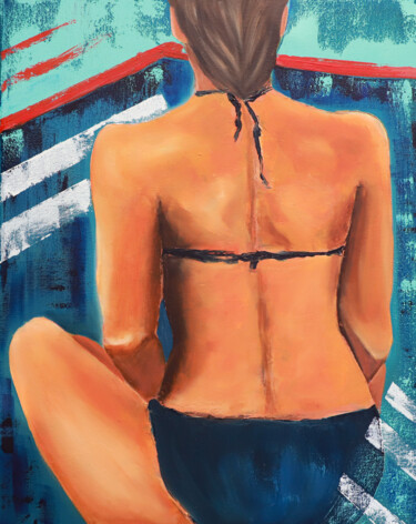 Painting titled "On the Beach" by Svetlana Tyan, Original Artwork, Oil