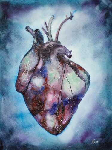 Peinture intitulée "Love of the Universe" par Svetlana Tyan, Œuvre d'art originale, Aquarelle