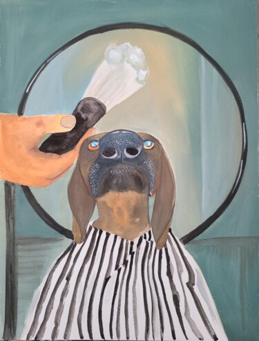 Malerei mit dem Titel "Barbershop" von Svetlana Tyan, Original-Kunstwerk, Gouache