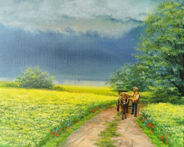 Картина под названием ""В поле перед грозо…" - Svetlana Verisova /Brezashka/, Подлинное произведение искусства, Масло Устано…