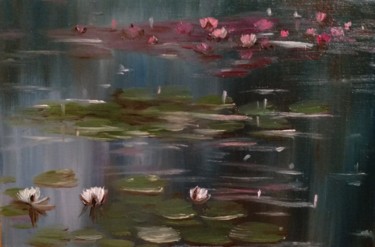 Картина под названием "Лилии" - Светлана Заканач, Подлинное произведение искусства, Масло Установлен на Другая жесткая панель